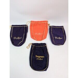 Crown Royal Drawstring Bags Purple Orange Seagram’s Whiskey Pouches Lot Of 4
